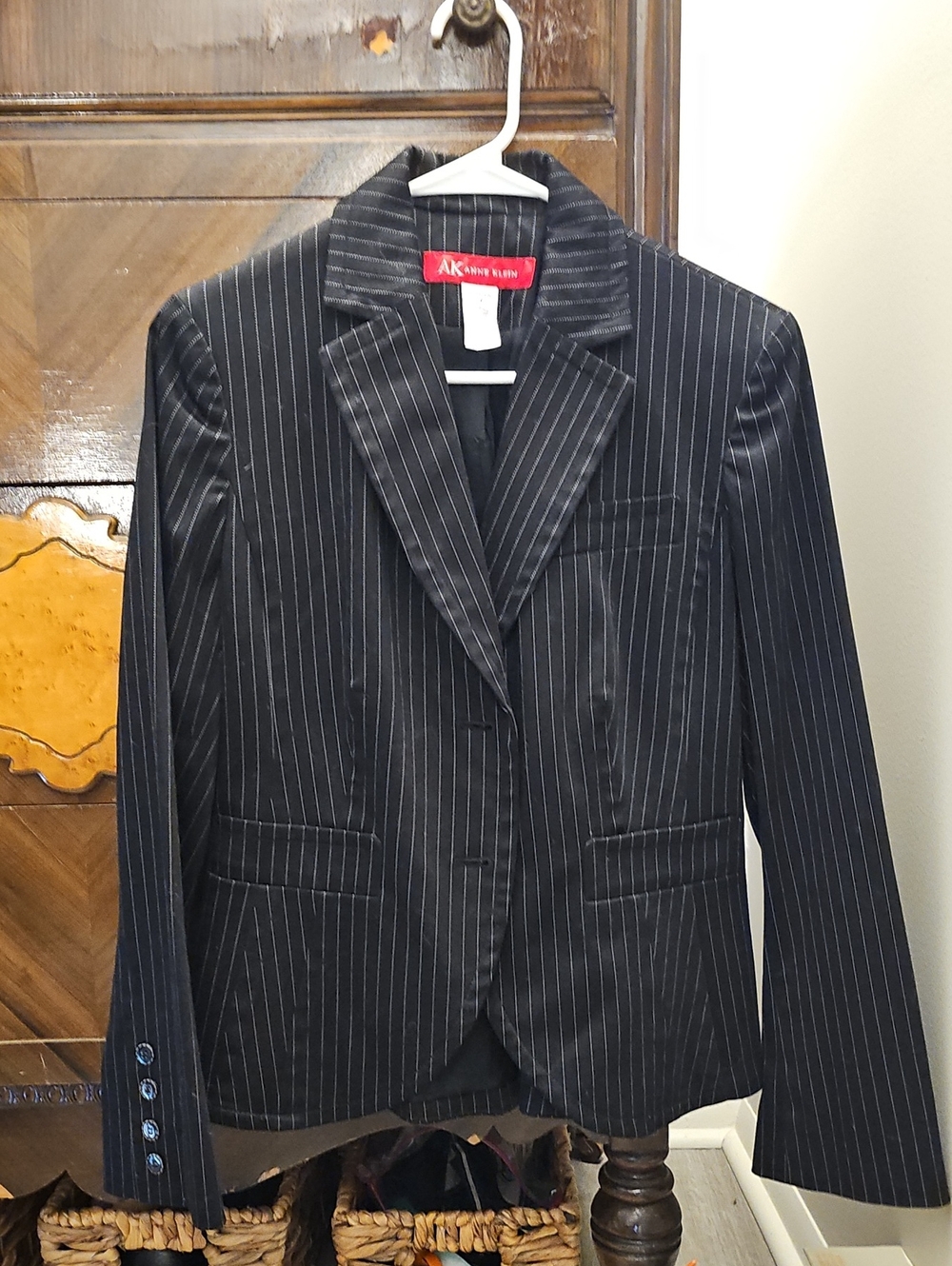 Anne Klein Black Pinstripe Women's Blazer